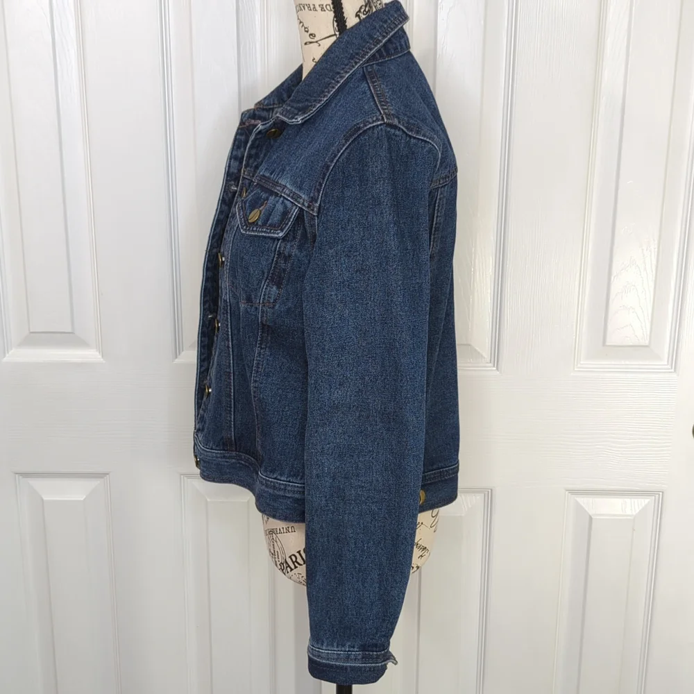 Jones New York Blue Jean Jacket, Dark Wash Size M - Picture 6 of 11